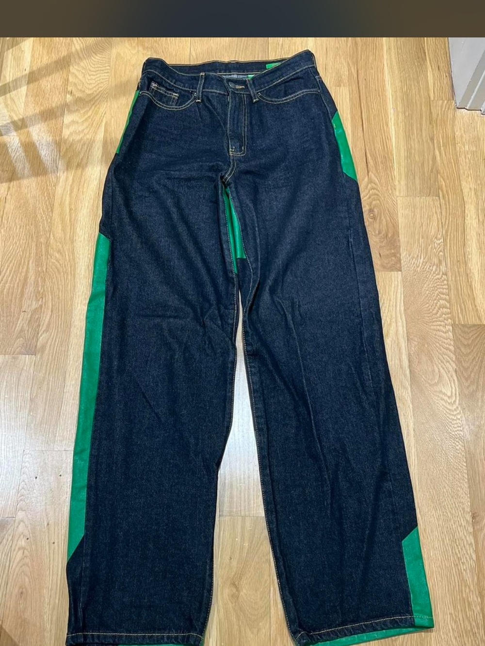 Jaded London Green and Black Patchwork Boyfriend Jeans - Picture 2 of 7